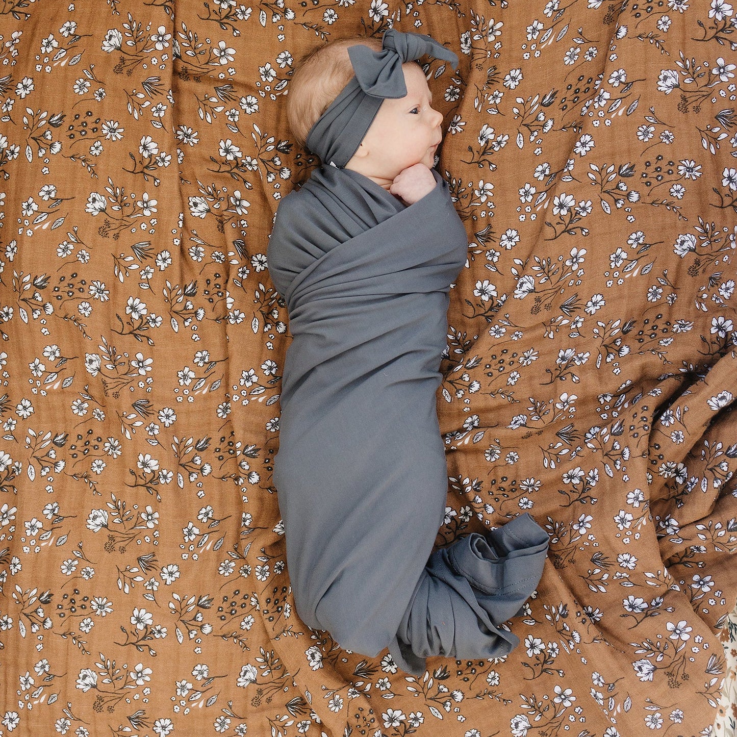 Mebie Baby | Charcoal Bamboo Hat OR Head Wrap Set