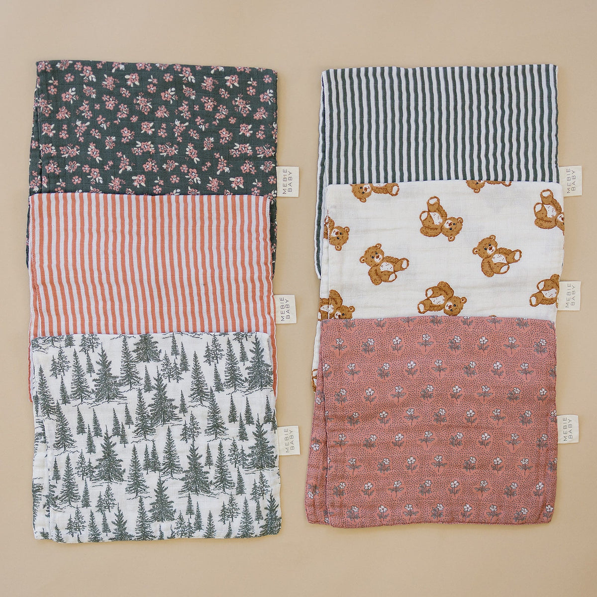 Vintage Pink Floral Muslin Burp Cloth