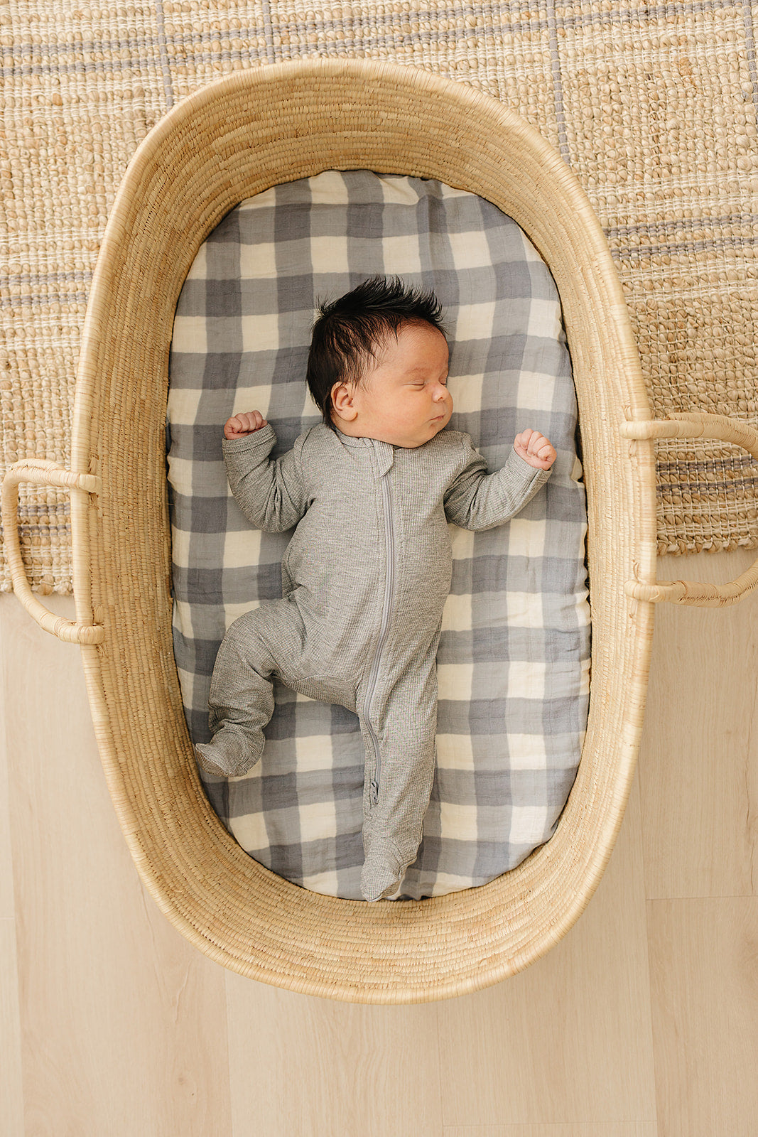 Dusty Blue Gingham Muslin Swaddle Blanket