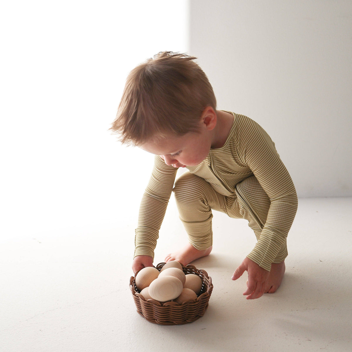 Bamboo Zip Pajamas | Willow Stripe Ribbed