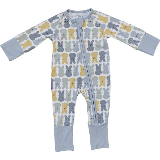 Dusty Blue Peep Bamboo Zipper