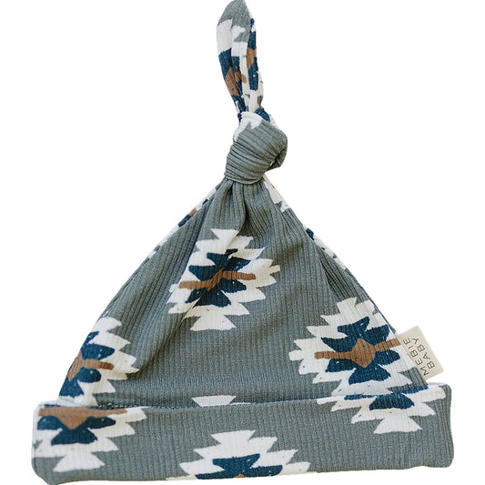 Southwest Aztec Ribbed Bamboo Newborn Knot Hat